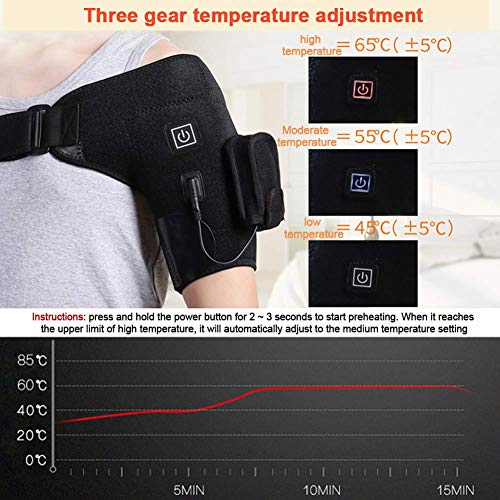 POHOVE Infrarrojo Hombro Calefacción Almohadilla, Calentado Hombro Órtesis, Eléctrico Portátil Calefacción Ajuste Masajeador para Izquierdo Derecho Frozen Hombro Rotator Puño Lesión Artritis