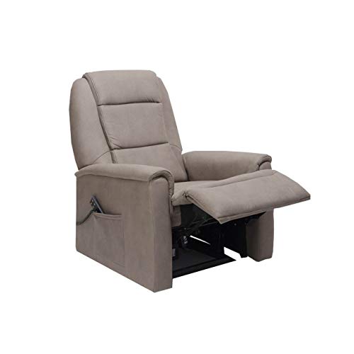 POLTRONE ITALIA - Sillón alzapersona máx. 200 kg reforzado 3 motores reclinables Medida XL Made in Italy Precio IVA4% OBBLIGO DOSIBLE - Sillón-RebeccaXL-3M-ELDOV gris tela efecto piel