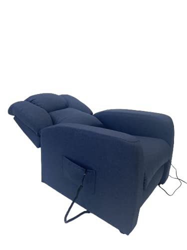 POLTRONE ITALIA - Sillón elevable eléctrico reclinable, montado, sillón relax anciano, precio IVA4% OBBLIGO Doc discapacitable extraíble 19% - Sillón-Sofia-2M-Tablu azul antimanchas