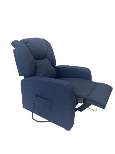 POLTRONE ITALIA - Sillón elevable eléctrico reclinable, montado, sillón relax anciano, precio IVA4% OBBLIGO Doc discapacitable extraíble 19% - Sillón-Sofia-2M-Tablu azul antimanchas