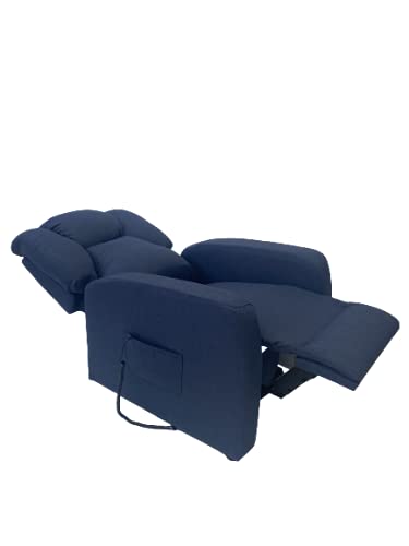 POLTRONE ITALIA - Sillón elevable eléctrico reclinable, montado, sillón relax anciano, precio IVA4% OBBLIGO Doc discapacitable extraíble 19% - Sillón-Sofia-2M-Tablu azul antimanchas