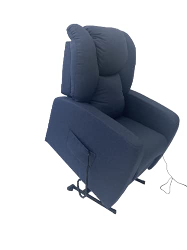 POLTRONE ITALIA - Sillón elevable eléctrico reclinable, montado, sillón relax anciano, precio IVA4% OBBLIGO Doc discapacitable extraíble 19% - Sillón-Sofia-2M-Tablu azul antimanchas