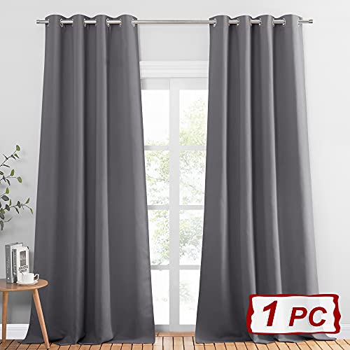 PONY DANCE Cortinas Salón Grises - Cortinas Aislantes Termicas Opacas para Ventanas 1 Pieza, 140 x 240 cm, Gris