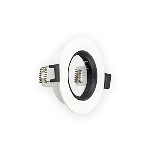 POPP® Marco Downlight ARO Orientable Plano Capa Interior negra redonda aluminio para bombilla GU10 , MR16 corte Φ75mm Dim.Φ90x22 para pasillo, oficina, salon etc... (Pack 2)