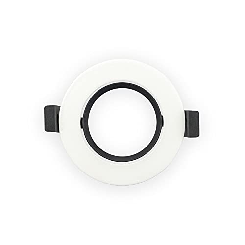 POPP® Marco Downlight ARO Orientable Plano Capa Interior negra redonda aluminio para bombilla GU10 , MR16 corte Φ75mm Dim.Φ90x22 para pasillo, oficina, salon etc... (Pack 2)