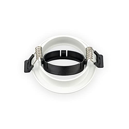 POPP® Marco Downlight ARO Orientable Plano Capa Interior negra redonda aluminio para bombilla GU10 , MR16 corte Φ75mm Dim.Φ90x22 para pasillo, oficina, salon etc... (Pack 2)