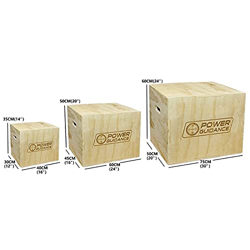 POWERGUIDANCE Caja pliométrica de Madera 3 en 1 - Ideal para Entrenamiento Cruzado -Plyo Caja de Madera, Plyo Box (#2-Plyo Box60/50/45CM)