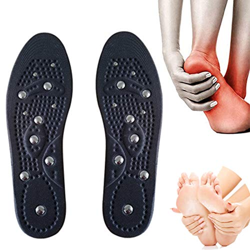 PPGE Home 2 Pares Plantillas Magneticas Mujeres, Plantilla de Masaje con ImáN, Adelgazar Acupresion Terapia Plantillas, Plantillas Ortopédicas para Mejorar la CirculacióN SanguíNea (Negro) S+L