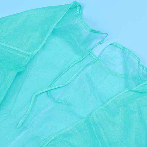 PRETYZOOM Batas Desechables para Adultos Batas Protectoras con Mangas Largas Cuello Y Cintura Corbatas Batas de Examen Verde