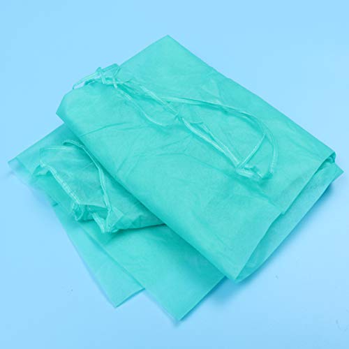 PRETYZOOM Batas Desechables para Adultos Batas Protectoras con Mangas Largas Cuello Y Cintura Corbatas Batas de Examen Verde