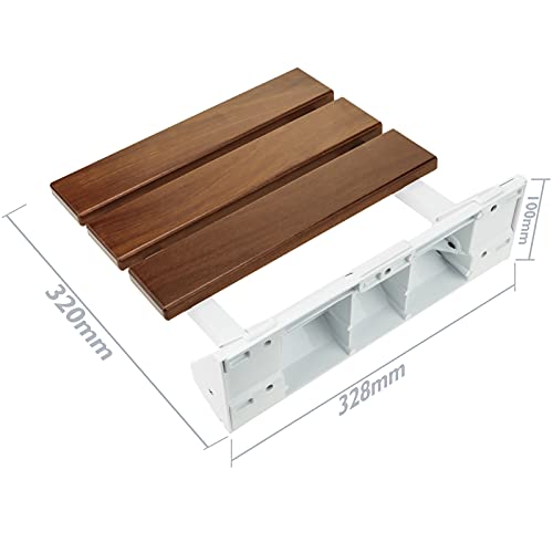 PrimeMatik - Asiento de Ducha abatible. Silla Plegable para Ancianos de Madera Tropical y Aluminio 320x328mm