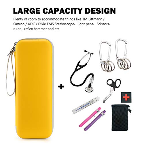 ProCase Estuche Goma EVA para Estetoscopio, Caja Foam Antichoques de Viaje para Fonendoscopio 3M Littmann/MDF/Riester/ADC, Almacenamiento con Bolsillo de Malla para Accesorios -Amarillo