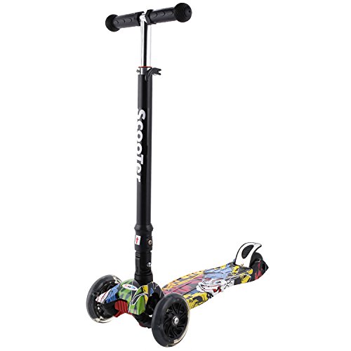 Profun Patinete Niño, Patinete para Niños 3 a 10 Años， Patinete Plegable con Ruedas de luz LED Patinetes de Altura Ajustable para Niños y Niñas (77CM-87CM), Carga Máxima 50 KG