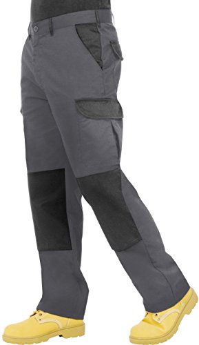 ProLuxe Endurance - Pantalones Tipo Cargo, de Combate, con Bolsillos para Rodillera y Costuras reforzadas, Gris/Negro 34S