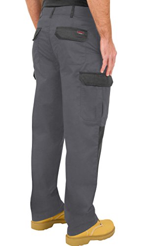 ProLuxe Endurance - Pantalones Tipo Cargo, de Combate, con Bolsillos para Rodillera y Costuras reforzadas, Gris/Negro 40R