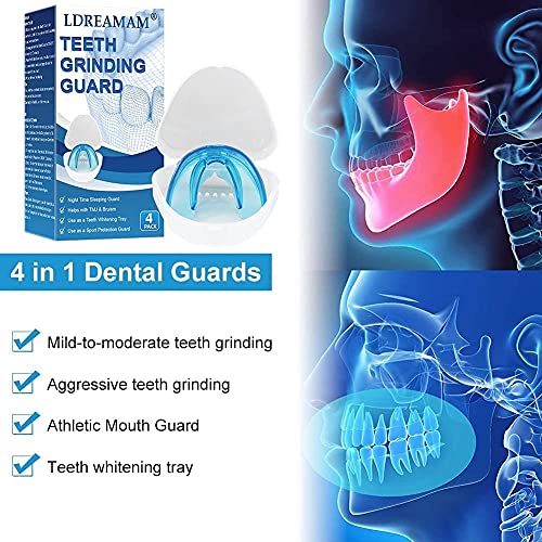 Protector dental,Kit de Protección Dental,Anti bruxismo,Ferula dental para bruxismo,Protector Bucal Cuidado Dentadura Ferula Dental,Protector dental para evitar el rechinamiento (x 4)