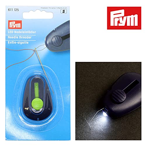 Prym 611125 Nadeleinfädler mit LED-Licht, pflaumenblau Enhebrador de Agujas, Metal, plástico, Azul Ciruela, 18.5 x 9.5 x 2 cm