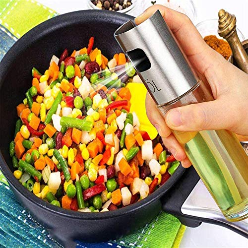 Pulverizador Aceite, Eletorot Spray Aceite Cocina para Freidora de Aire 100ML Aceitera y Vinagre Vaporizador Aceitera Cristal Con un Embudo y Pincel para Cocinar, Ensalada, Hornear, Pan, Barbaco