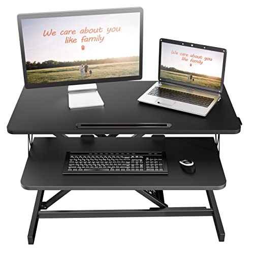 PUTORSEN® 32" Convertidor de Escritorio de pie, ergonómico Altura Ajustable Sentarse Stand Up Escritorio convertidor, estación de Trabajo para Usar de pie o Sentado, Bandeja Desmontable Teclado