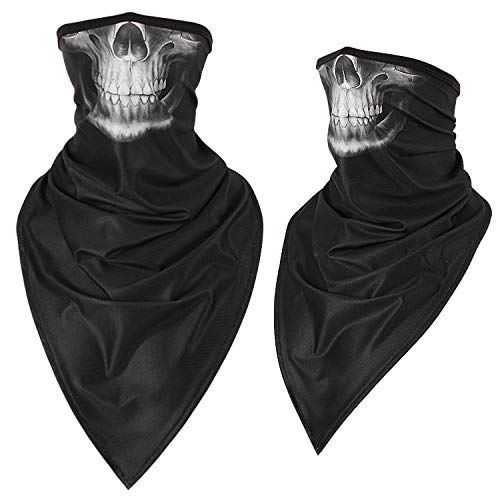 qingci Bufanda Triangular Transpirable Mascarilla Cuello Ortopédico Montar Protector Solar A Prueba De Viento Bufanda Triangular de Secado rápido Calavera Gris