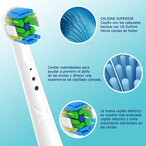 QLEBAO Recambios Cepillo para Braun Oral B, 16 Cepillos para Oral b, 4 Control de la Placa, 4 Precision, 4 Floss, 4 Cross Cabezales de Cepillo de Dientes (Blanco)