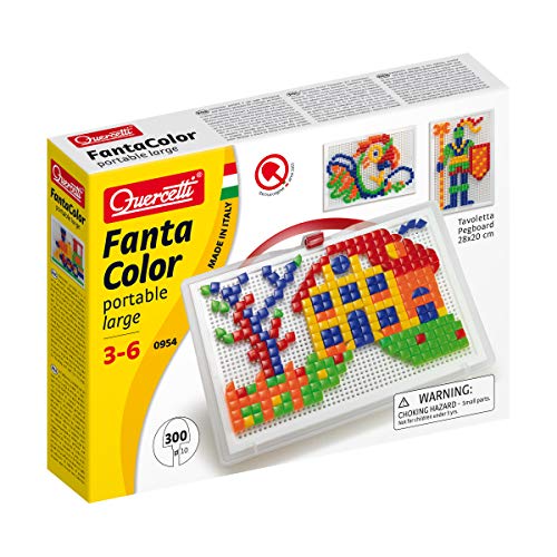 Quercetti - Juego de composición grande portátil Fanta Color, multicolor, 300 piezas, 0954, 3-6 años