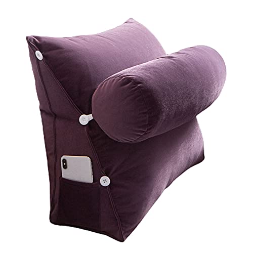 QZENENE Almohada de cuña para cama con almohada ajustable para el cuello de 18 x 18 x 8 pulgadas, cojines de lectura, respaldo para sofá, cama, juegos de lectura, color morado