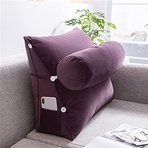 QZENENE Almohada de cuña para cama con almohada ajustable para el cuello de 18 x 18 x 8 pulgadas, cojines de lectura, respaldo para sofá, cama, juegos de lectura, color morado