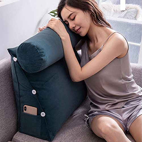 QZENENE Almohada de cuña para cama con almohada ajustable para el cuello de 18 x 18 x 8 pulgadas, cojines de lectura, respaldo para sofá, cama, juegos de lectura, color morado