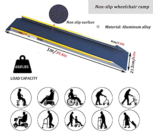 rampa Rampa De Aleación Aluminio, Capacidad 660 Libras, Rampas Sillas Ruedas, Rampa Umbral Entrada, Rampa de Entrada Para Discapacitados, Rampa de Servicio para Motocicletas / Motos de Cross (paquete