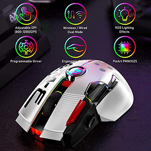 Ratón de juegos USB tipo C RGB (Blanco)