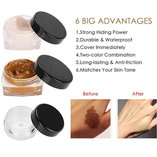 Regalo DiferenteCorrector corporal, Corrector profesional de tatuajes de cicatrices Vitiligo Ocultando manchas Conjunto de crema de maquillaje