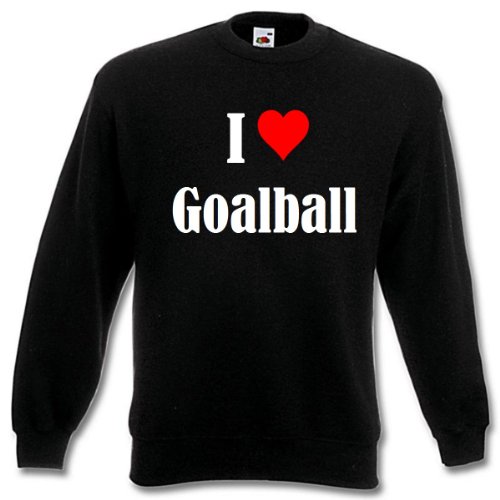 Reifen-Markt Sudadera con texto "I Love Goalball" para mujer, hombre y niños en los colores negro, blanco y azul con impresión Negro Hombre Small