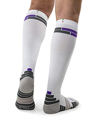 Relaxsan 800 Sport Socks (Blanco/Violeta, 2L) – Medias deportivas compresión graduada Fibra Dryarn rendimiento máximo