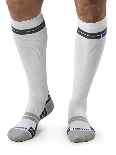 Relaxsan 800 Sport Socks (Blanco/Violeta, 2L) – Medias deportivas compresión graduada Fibra Dryarn rendimiento máximo