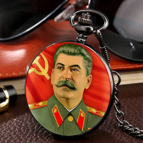 Reloj De Bolsillo De Cuarzo - Héroe Soviético Retrato De Stalin Del Líder De Rusia Reloj De Bolsillo De Cuarzo Martillo De Hoz Soviético Cadena De Estilo Reloj Colgante Regalos, 1, Cadena Grue