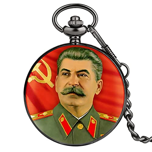 Reloj De Bolsillo De Cuarzo - Héroe Soviético Retrato De Stalin Del Líder De Rusia Reloj De Bolsillo De Cuarzo Martillo De Hoz Soviético Cadena De Estilo Reloj Colgante Regalos, 1, Cadena Grue