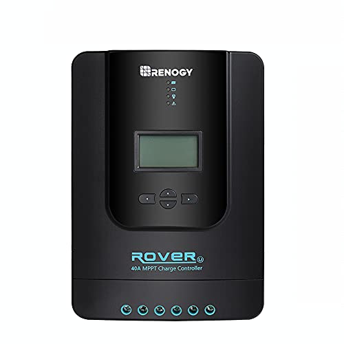 Renogy Regulador de Carga Solar MPPT 40A 12V/24V con Pantalla LCD Ajustable y Entrada DC Compatible con Módulo Bluetooth