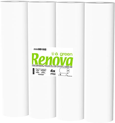 Renova Rollos de Camilla, 4 Rollos de 110 metros, 600 mm de ancho, Certificado Ecolabel