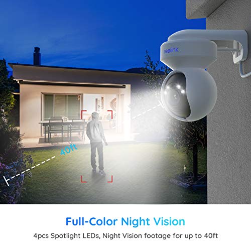 Reolink 5MP PTZ Cámara de Seguridad WiFi Exterior con 3X Zoom Óptico, Focos y Visión Nocturna en Color, 2.4/5GHz WiFi Cámara con Detección de Personas/Vehículos Seguimiento Automático, E1 Outdoor-V3