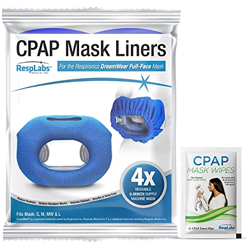 RespLabs CPAP Mask Liners - Se adapta a la mascarilla facial completa Dreamwear, paquete de 3 - Absorbe la humedad, reduce la presión y mejora la comodidad. Fundas de algodón súper suaves y lavables.