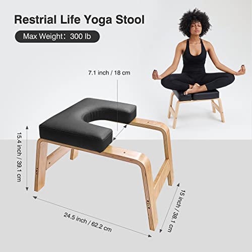 Restrial Life Silla de Inversión Yoga - Silla de Yoga de pie para la Familia, el Gimnasio - Almohadillas de Madera y PU - Alivie la Fatiga y desarrolle el Cuerpo (Negro)