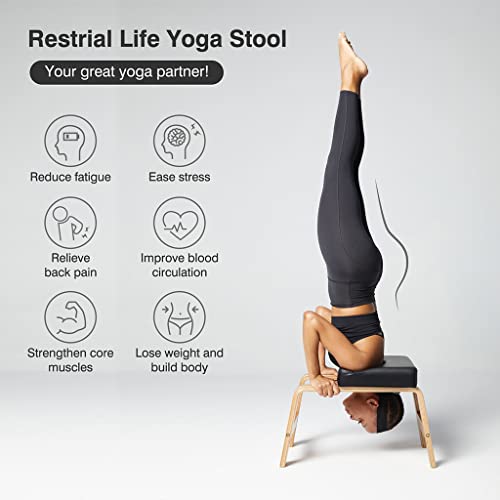 Restrial Life Silla de Inversión Yoga - Silla de Yoga de pie para la Familia, el Gimnasio - Almohadillas de Madera y PU - Alivie la Fatiga y desarrolle el Cuerpo (Negro)