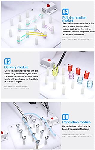 RGHS Simulador Laparoscópico, Caja De Entrenamiento Laparoscópica con 4 Instrumentos Quirúrgicos Y 6 Módulos De Entrenamiento, para Entrenamiento De Alumnos Entrenador Quirúrgico