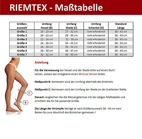 RIEMTEX Medias de compresión medicinalmente graduadas, clase 2, CCL2, punta abierta, medias para trombosis, medias para mujer y hombre, color negro o beige (talla 5, negro)