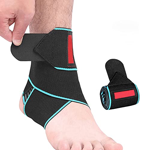 RIGRIN Tobillera ajustable para protección deportiva, fascitis plantar, tendinitis de Aquiles, daño de ligamento, recuperación de lesiones, talla única para hombres y mujeres (azul)