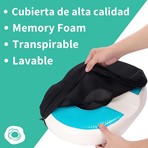 riijk Cojín Coxis de Asiento Viscoelástica con Capa de Gel para Alivio en Coche, Casa, Oficina o Silla de Ruedas