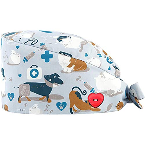 Riou Gorro Quirofano para Hombres y Mujeres Gorro de Enfermería Médico para Pelo Largo Reutilizable Gorro Quirúrgico Algodón Vendaje Ajustable Gorro de Cirugía