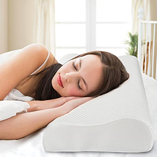 RIPPLE Almohada Cervical, Almohada Viscoelástica para Dormir con Altura Ajustable, Funda de Almohada Extraible y Lavable, Forma Ergonómica Adecuada (60x35cm)