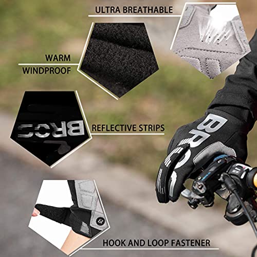 ROCKBROS Guantes Largos con Pantalla Táctil y Forro Polar Antideslizantes Almohadilla SBR para Bicicleta Ciclismo Moto Deportes al Aire Libre Unisex para Otoño Primavera